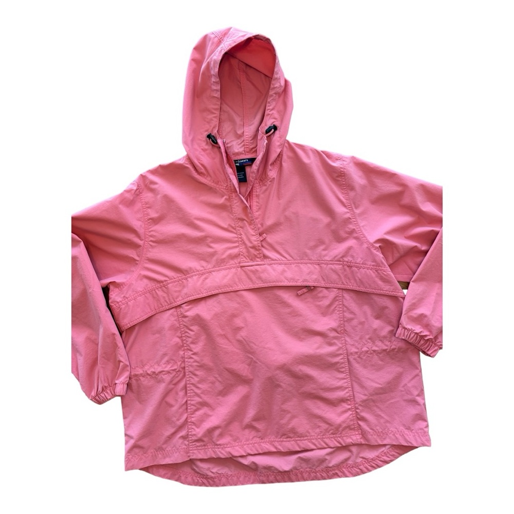 Against The Elements Women Windbreaker Pink Hooded 1/3 Zipper Size Large
